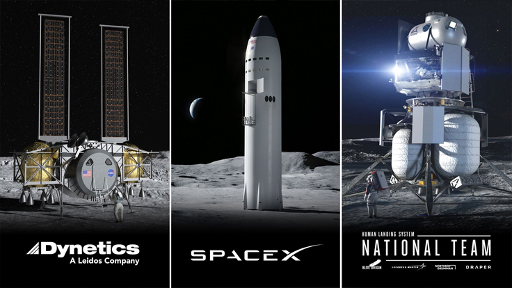 Koncepcje lądowników księżycowych - Dynetics, SpaceX, Blue Origin
