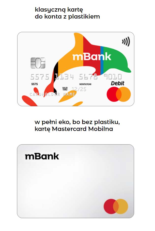 Karty debetowe dostępne w mBank do konta bankowego