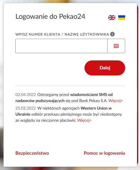 Bezpieczne logowanie do banku Pekao SA - przejdź do witryny pekao24.pl